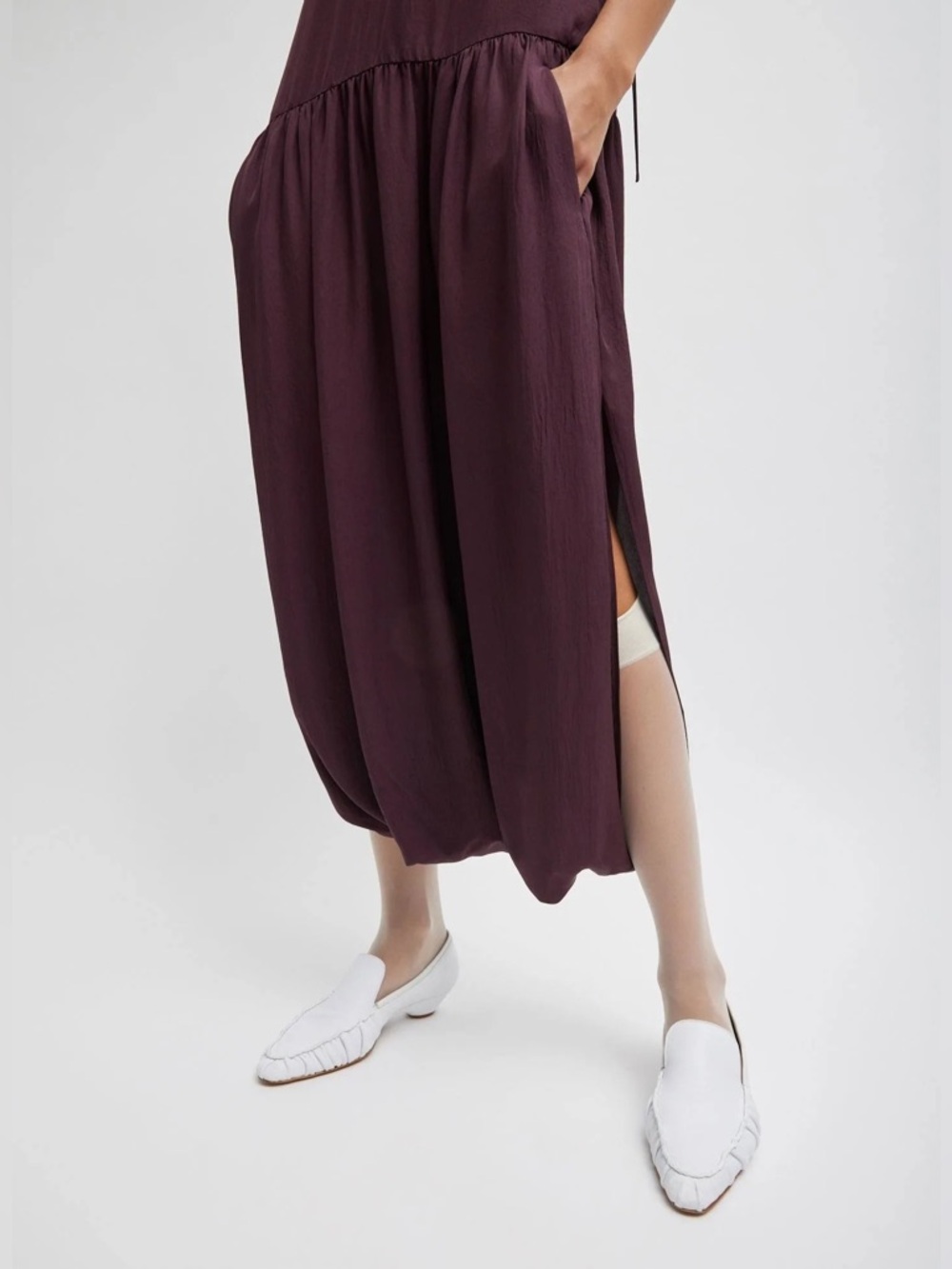 Tibi Dress Women’s Spring Acetate Strappy Jalouise in Crimson Dark Red Satin - Picture 5 of 6
